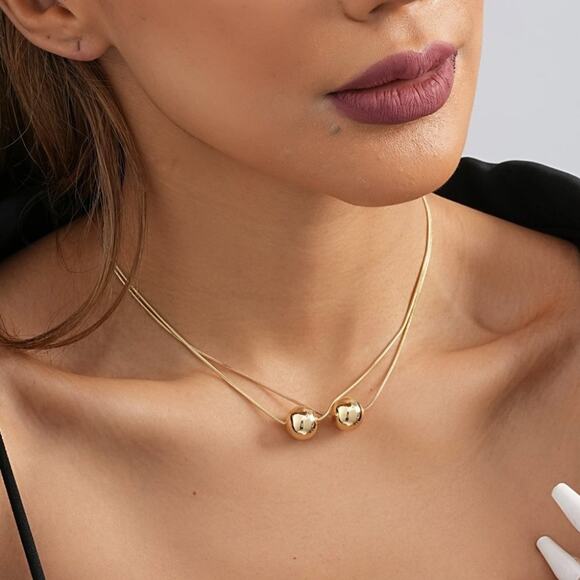 Vintage Style Round Gold Alloy Layered Plating Necklace Oval Chic Boho Pendant - Picture 6 of 6